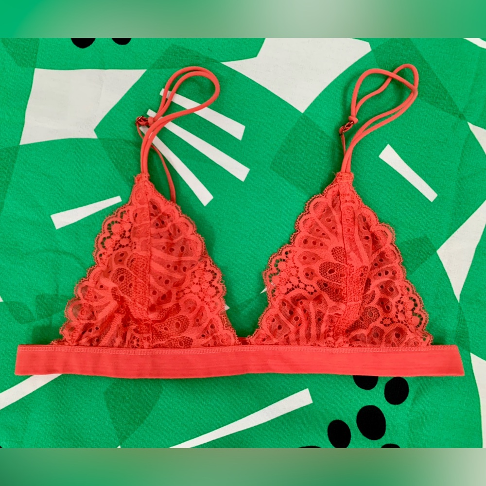 Urban Outfitters Lace Unlined Delicate Lacey Bralette in Coral